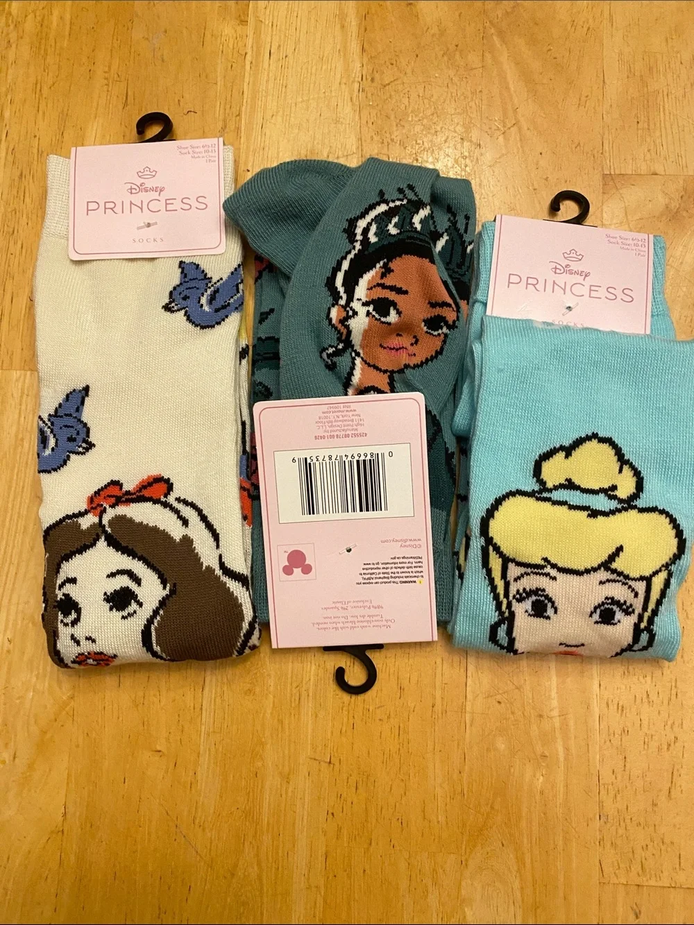 Set of 3 Disney Princess Socks - Snow White, Cinderella & Princess Tiana NWT
